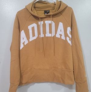 Adidas Cropped Hoodie Womens Size L Mustard Yellow